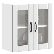 Keukenwandkast met glazen deur Lucca bewerkt hout wit