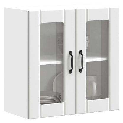 Keukenwandkast met glazen deur Lucca bewerkt hout wit