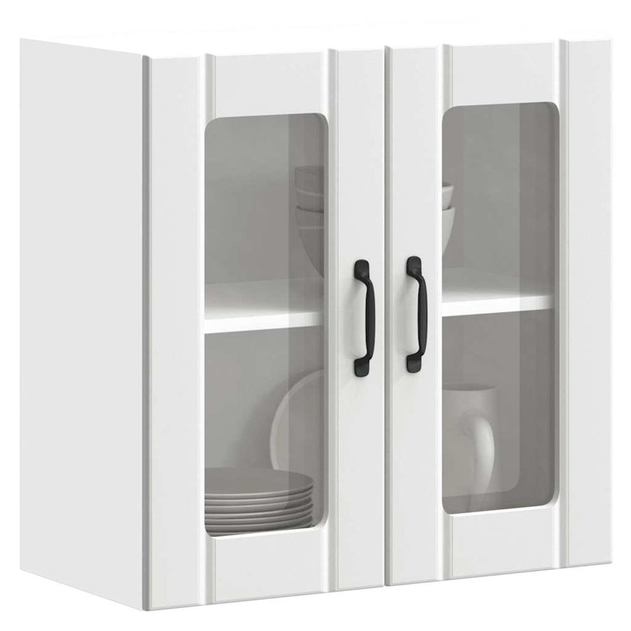 Keukenwandkast met glazen deur Lucca bewerkt hout wit