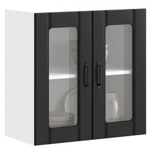 Keukenwandkast met glazen deur Lucca bewerkt hout zwart