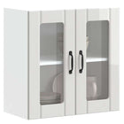 Kitchen wall cabinet with glass door Lucca processed wood high-gloss white