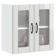 Kitchen wall cabinet with glass door Lucca processed wood high-gloss white
