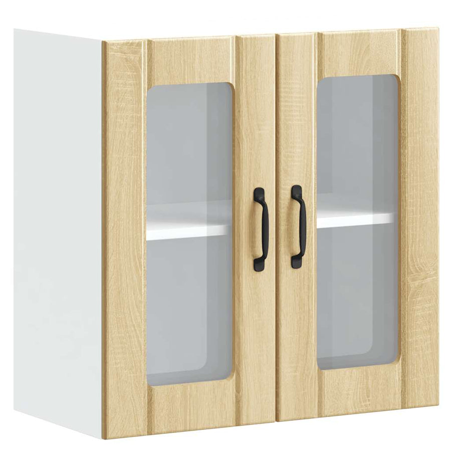Keukenwandkast met glazen deur bewerkt hout sonoma eikenkleur