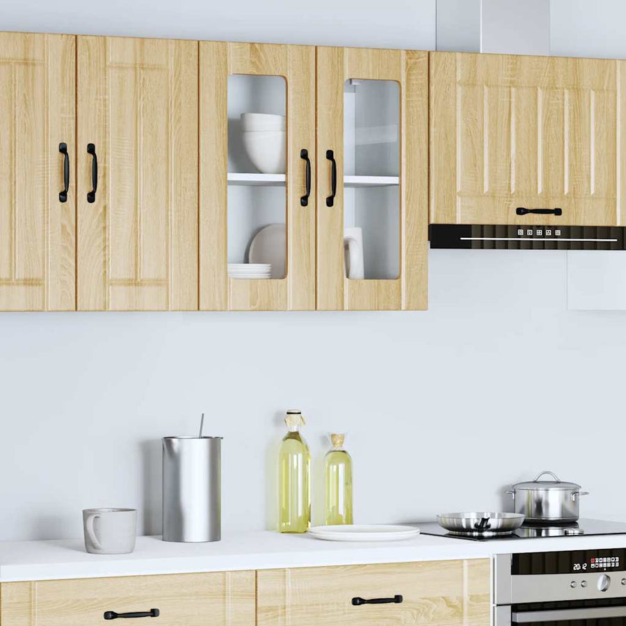 Keukenwandkast met glazen deur bewerkt hout sonoma eikenkleur