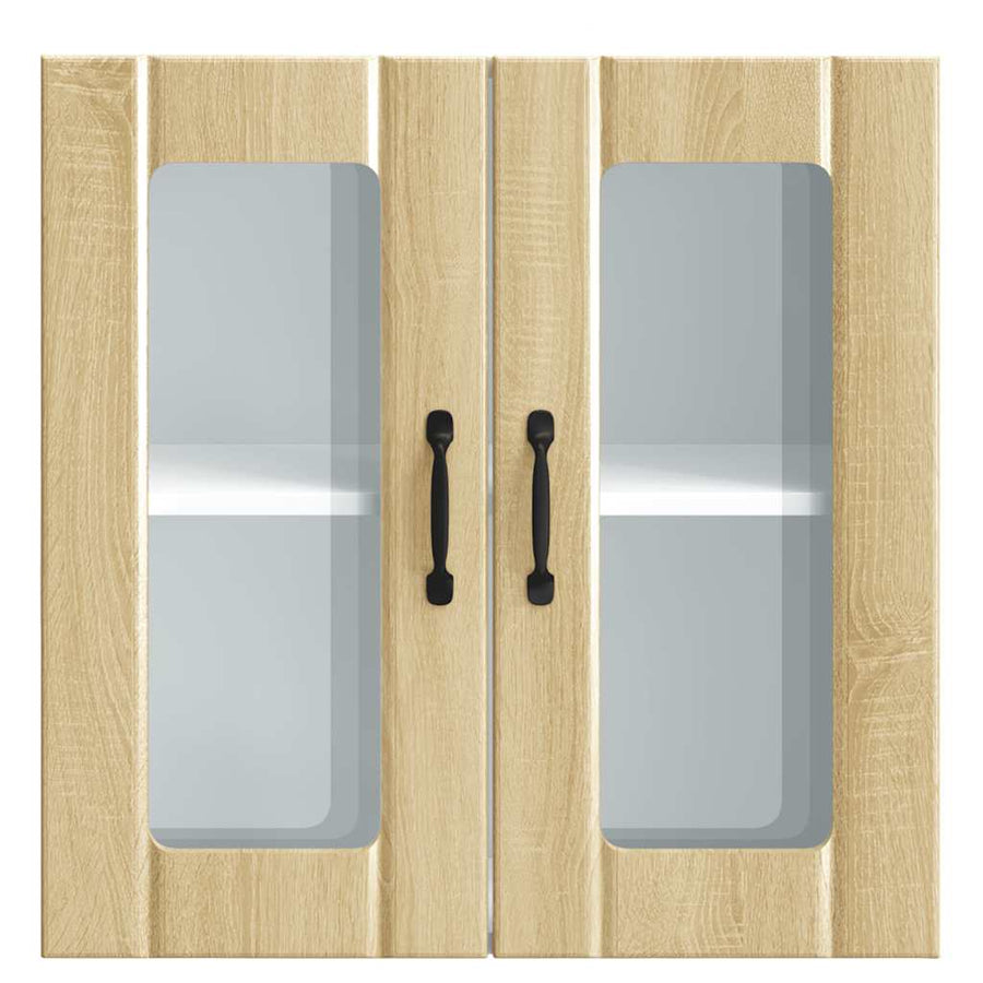 Keukenwandkast met glazen deur bewerkt hout sonoma eikenkleur