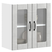 Lucca Wall Cabinet with Glass Door, Distressed Concrete Grey Wood