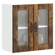 Kitchen wall cabinet with glass door Lucca smoked oak effect wood