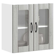 Kitchen wall cabinet with glass door processed wood grey Sonoma oak