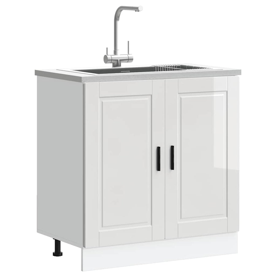 Spoelbakonderkast Porto 80x46x81,5cm bewerkt hout hoogglans wit
