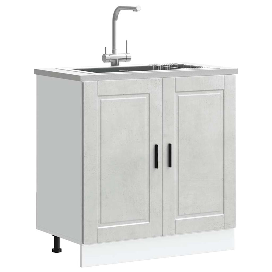 Spoelbakonderkast Porto 80x46x81,5 cm bewerkt hout betongrijs