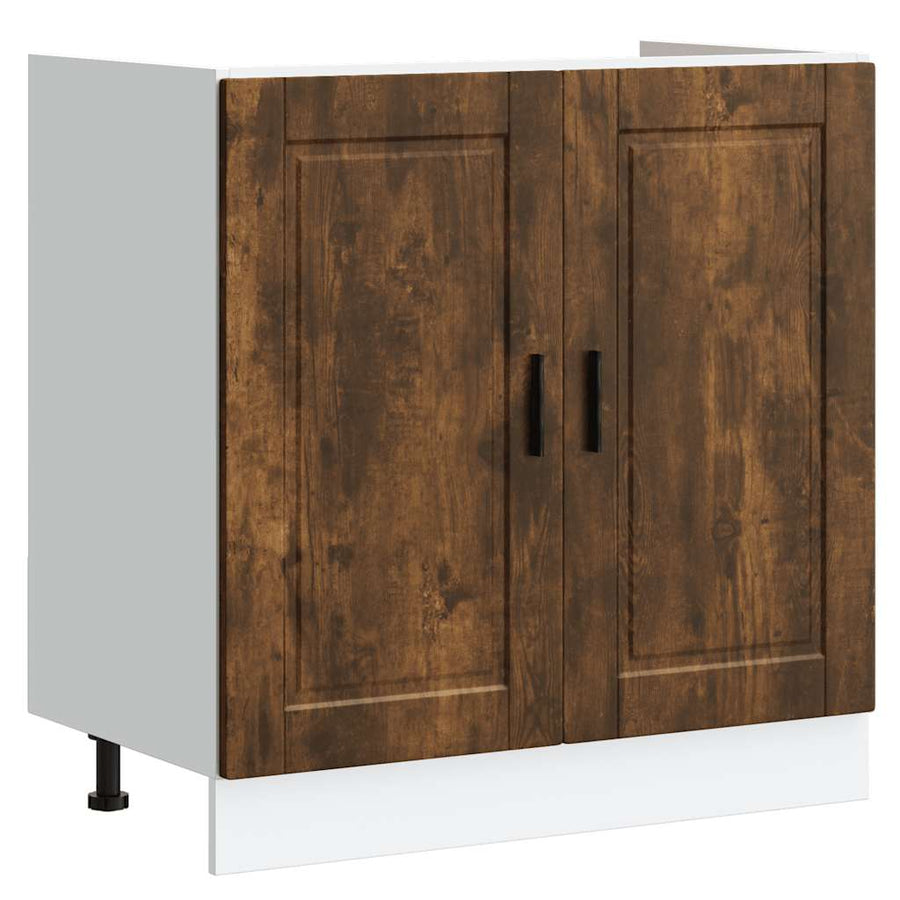 Spoelbakonderkast Porto 80x46x81,5cm bewerkt hout gerookt eiken