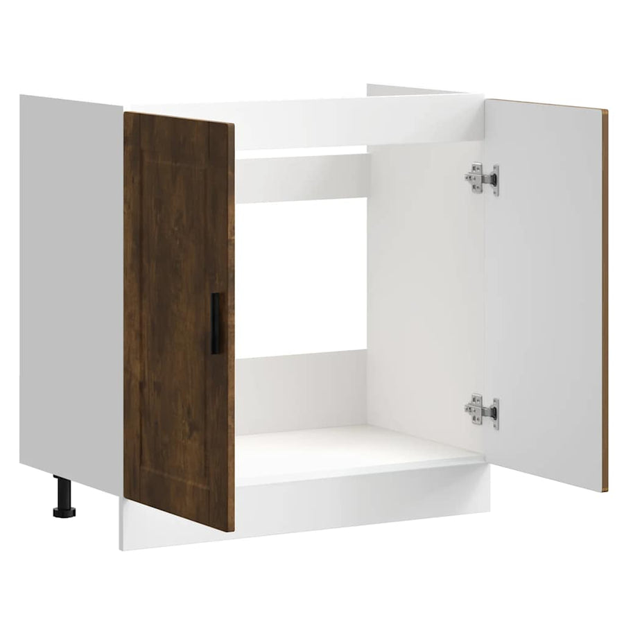 Spoelbakonderkast Porto 80x46x81,5cm bewerkt hout gerookt eiken