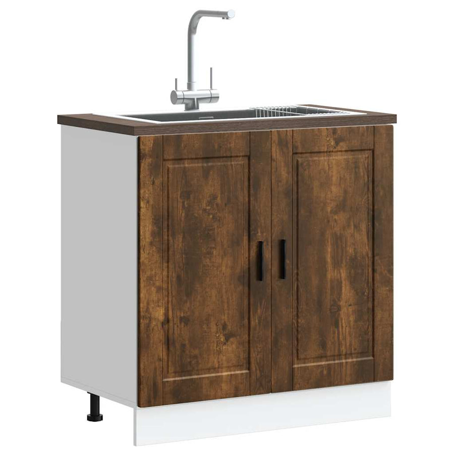 Spoelbakonderkast Porto 80x46x81,5cm bewerkt hout gerookt eiken