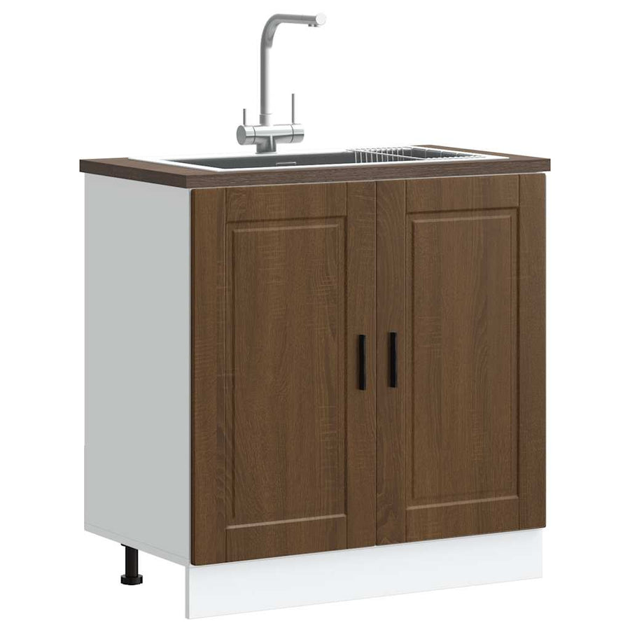 Spoelbakonderkast Porto 80x46x81,5 cm bewerkt hout bruin eiken