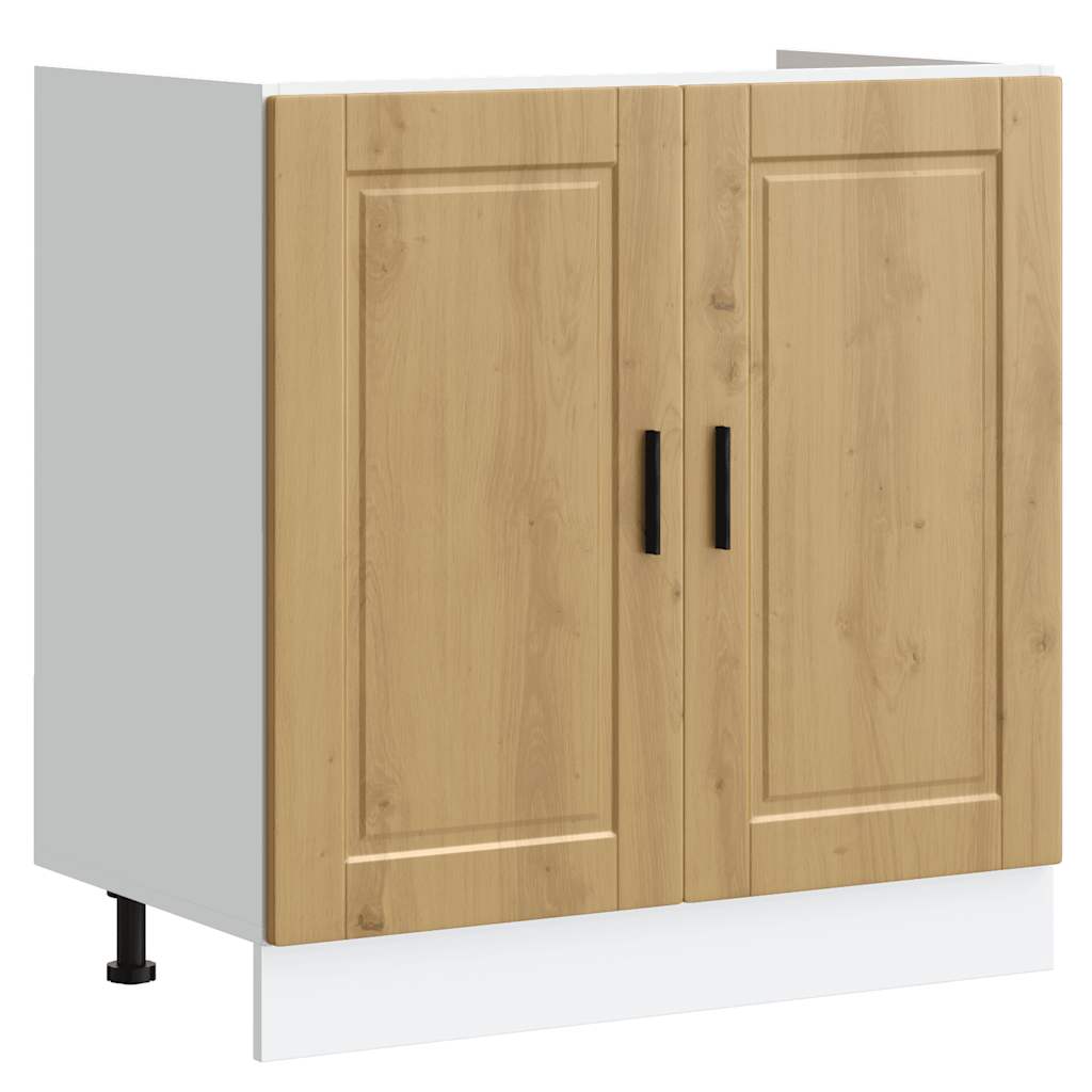 Spoelbakonderkast Porto 80x46x81,5 cm hout artisanaal eiken