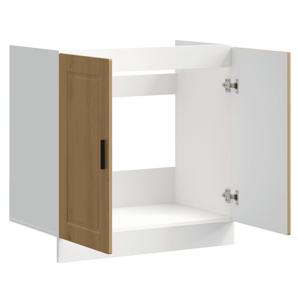 Spoelbakonderkast Porto 80x46x81,5 cm hout artisanaal eiken