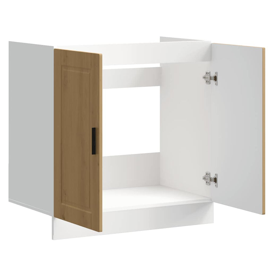 Spoelbakonderkast Porto 80x46x81,5 cm hout artisanaal eiken