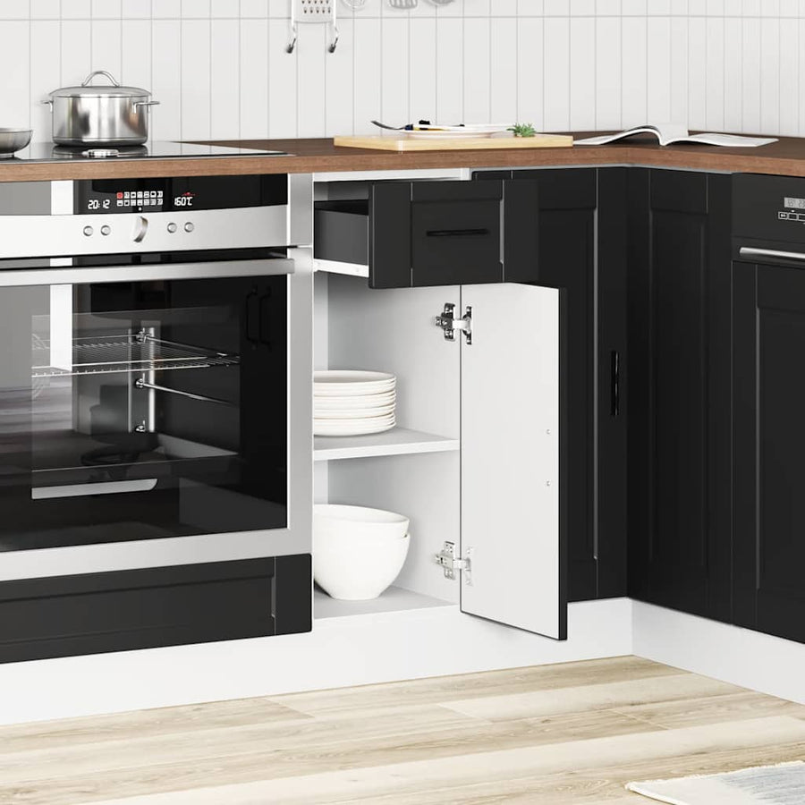 Keuken onderkast "Porto" bewerkt hout zwart