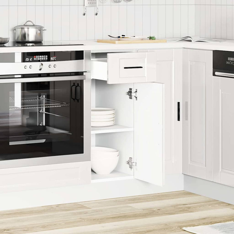 Keuken onderkast "Porto" bewerkt hout hoogglans wit