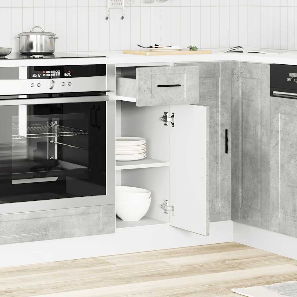 Keuken onderkast "Porto" bewerkt hout betongrijs