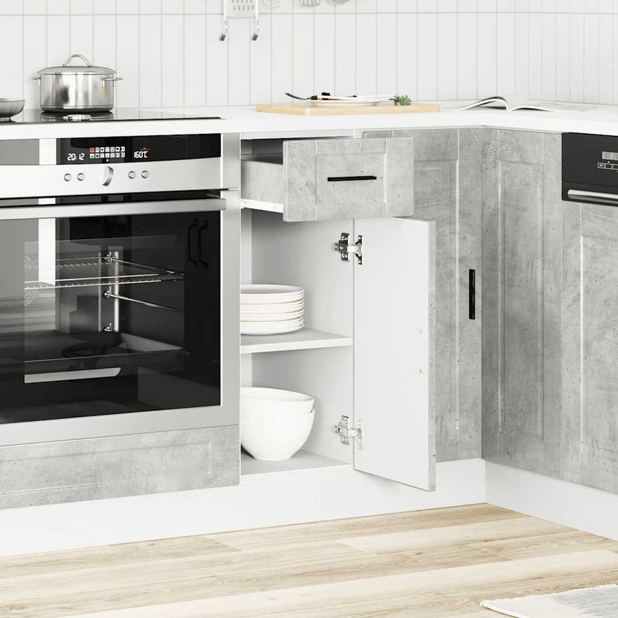 Keuken onderkast "Porto" bewerkt hout betongrijs