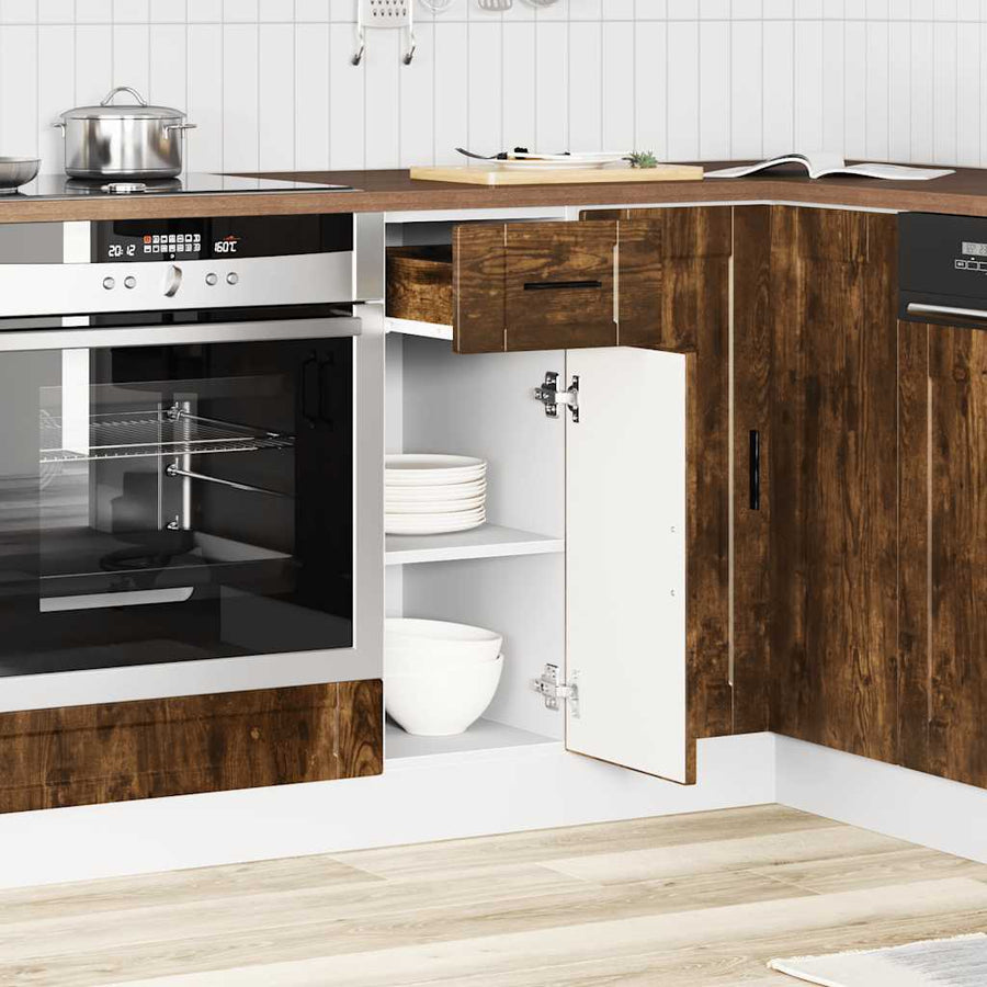 Keuken onderkast "Porto" bewerkt hout gerookt eikenkleurig