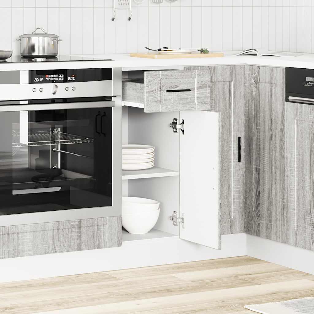 Keuken Onderkast "Porto" Bewerkt Hout Eiken 1 Grijs sonoma