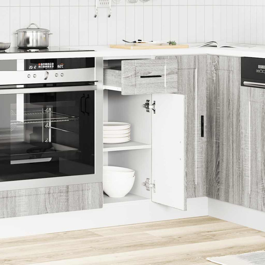Keuken Onderkast "Porto" Bewerkt Hout Eiken 1 Grijs sonoma