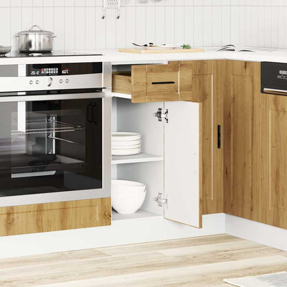 Keuken onderkast "Porto" bewerkt hout artisanaal eikenkleur