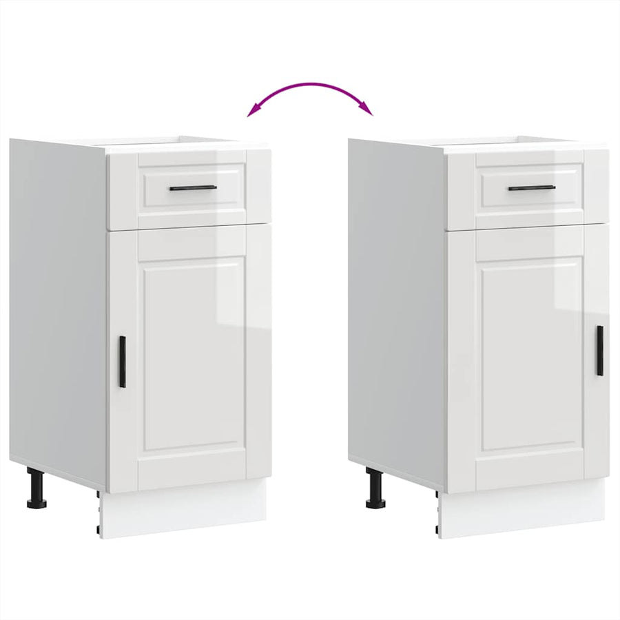 Keuken onderkast "Porto" bewerkt hout hoogglans wit