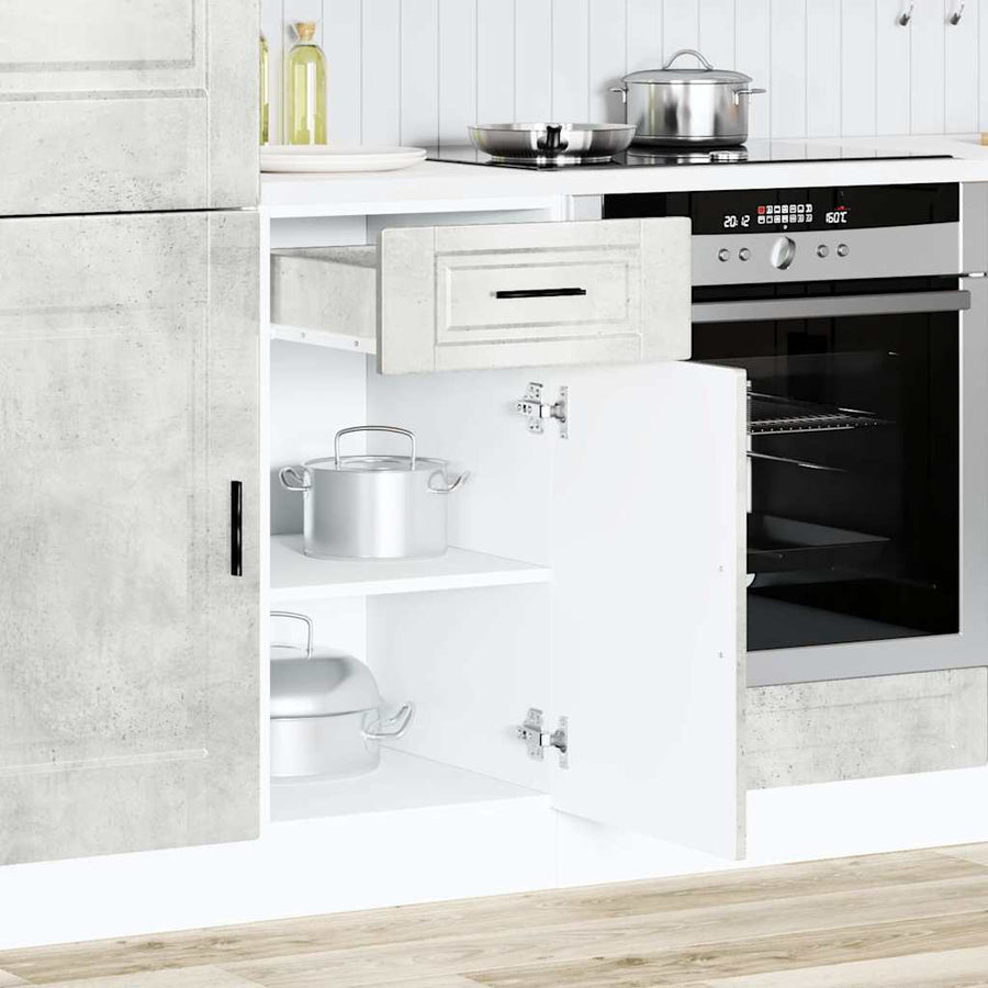 Keuken onderkast "Porto" bewerkt hout betongrijs