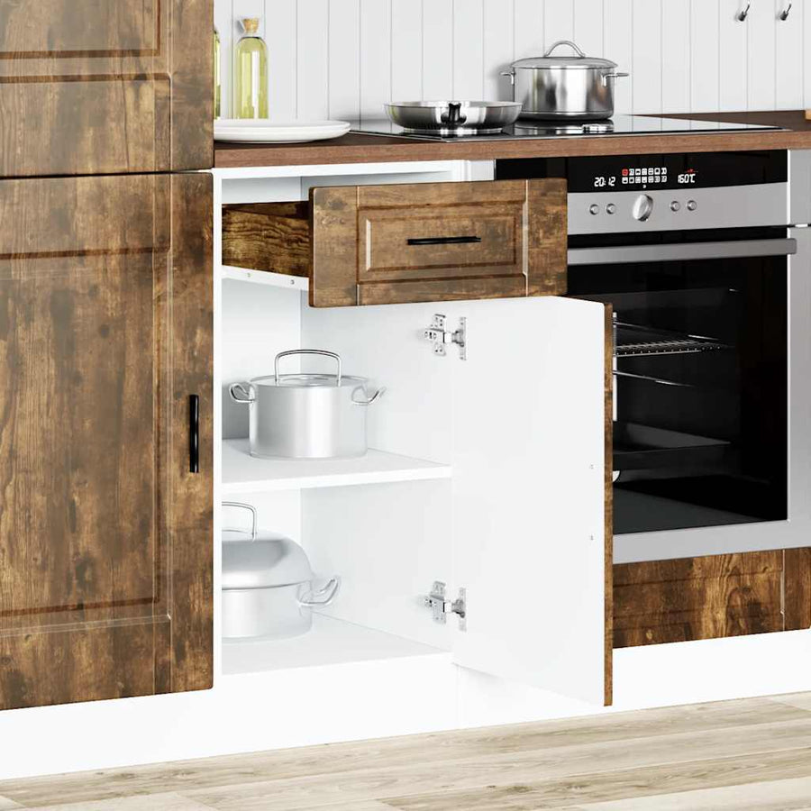Keuken onderkast "Porto" bewerkt hout gerookt eikenkleurig
