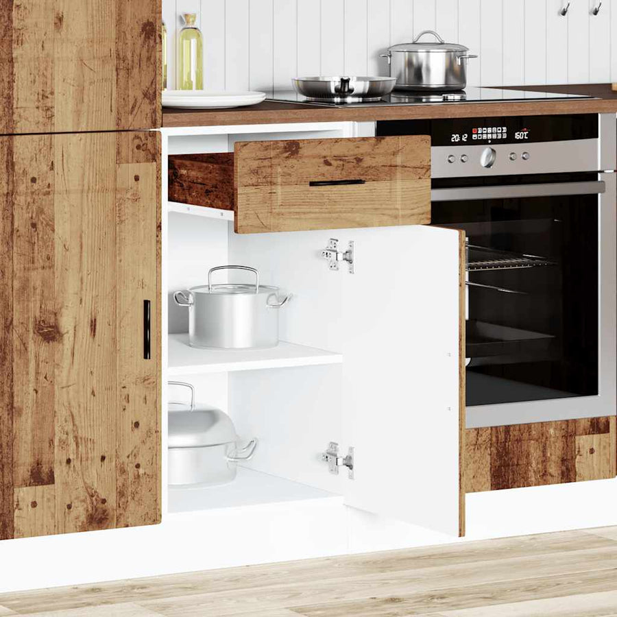 Keuken onderkast "Porto" bewerkt hout oud houtkleurig