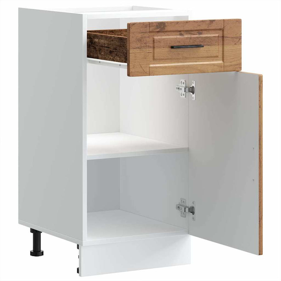Keuken onderkast "Porto" bewerkt hout oud houtkleurig