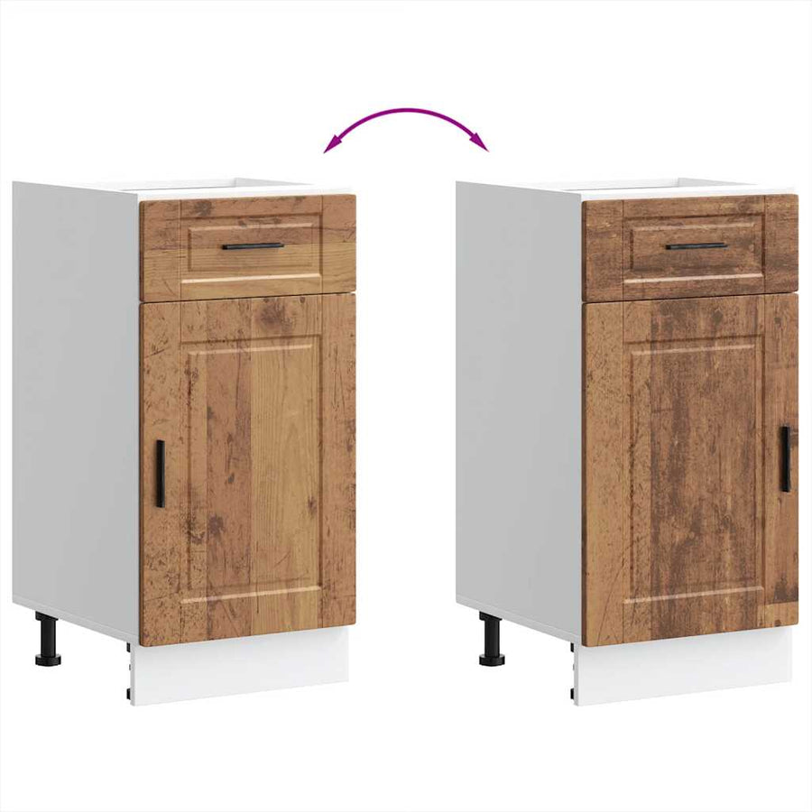 Keuken onderkast "Porto" bewerkt hout oud houtkleurig