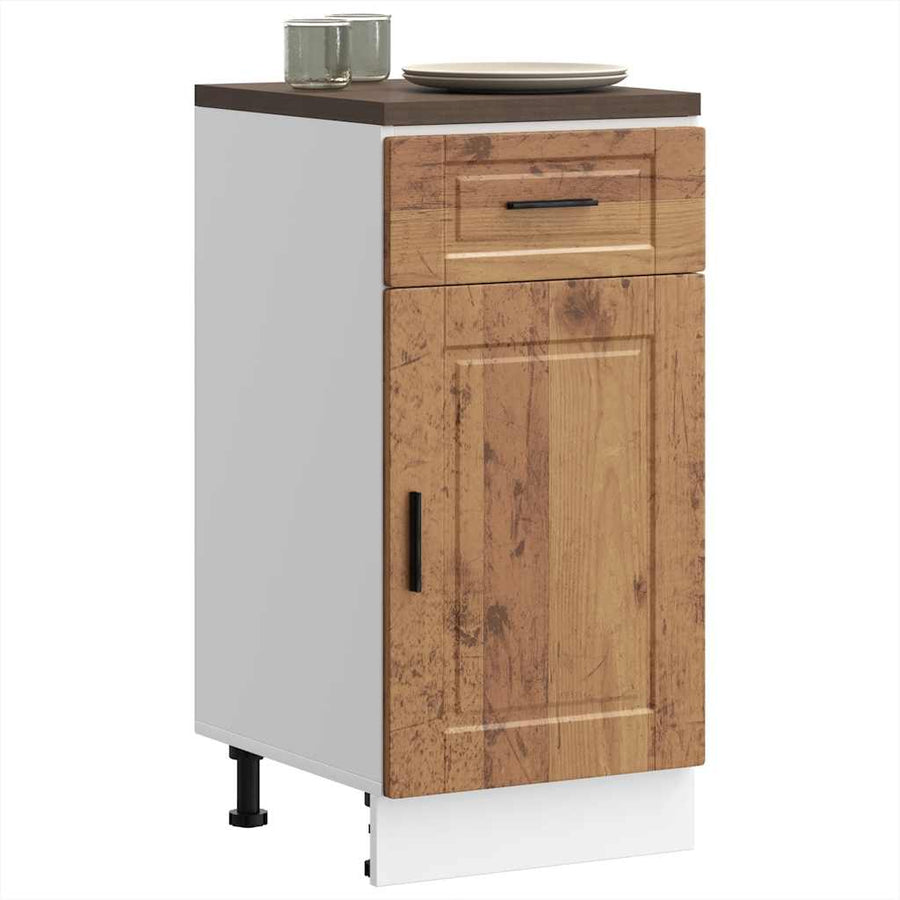 Keuken onderkast "Porto" bewerkt hout oud houtkleurig