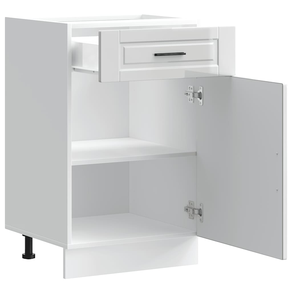 Keuken onderkast "Porto" bewerkt hout hoogglans wit