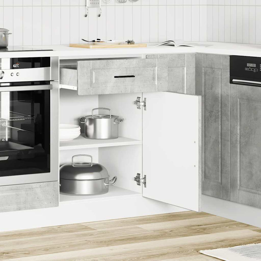 Keuken onderkast "Porto" bewerkt hout betongrijs