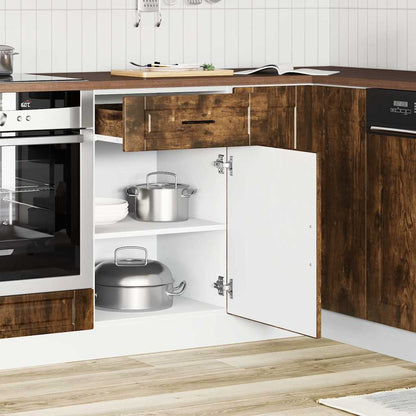 Keuken onderkast "Porto" bewerkt hout gerookt eikenkleurig