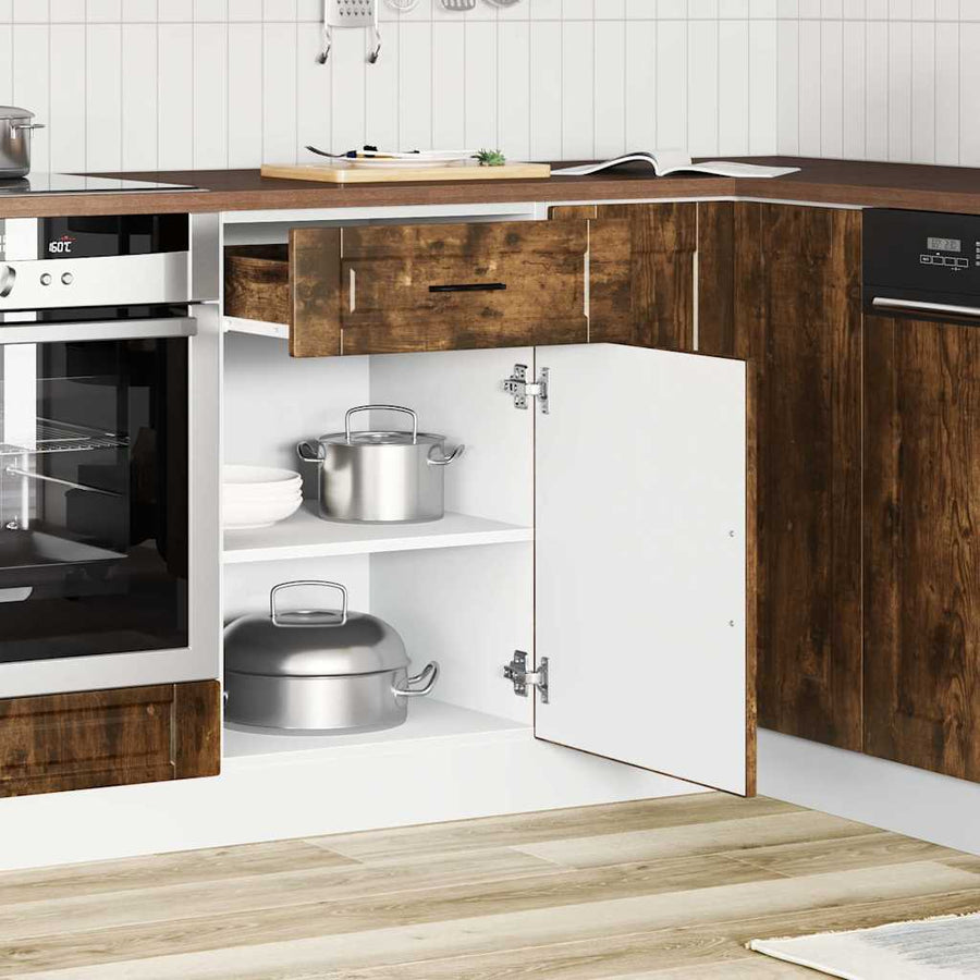 Keuken onderkast "Porto" bewerkt hout gerookt eikenkleurig