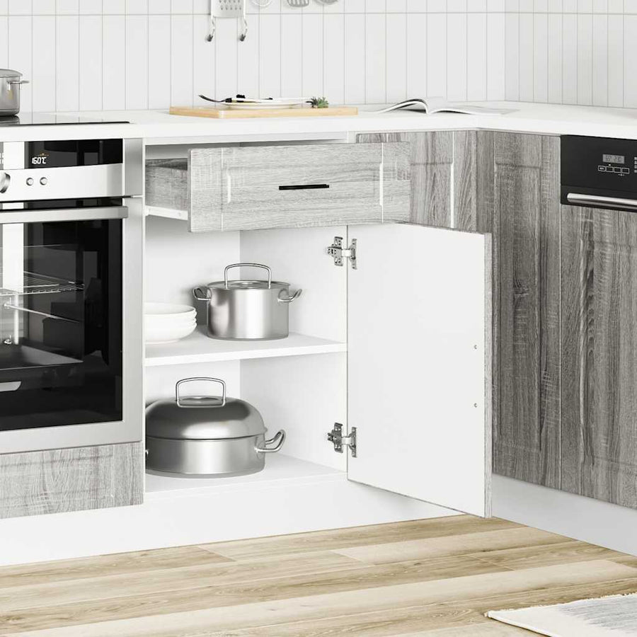 Keuken onderkast "Porto" bewerkt hout grijs sonoma eiken