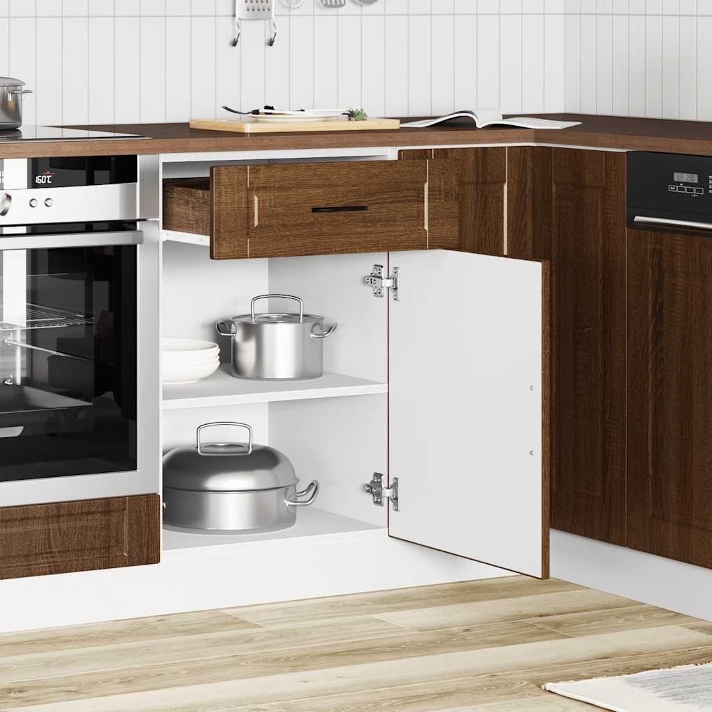 Keuken onderkast "Porto" bewerkt hout bruin eikenkleur