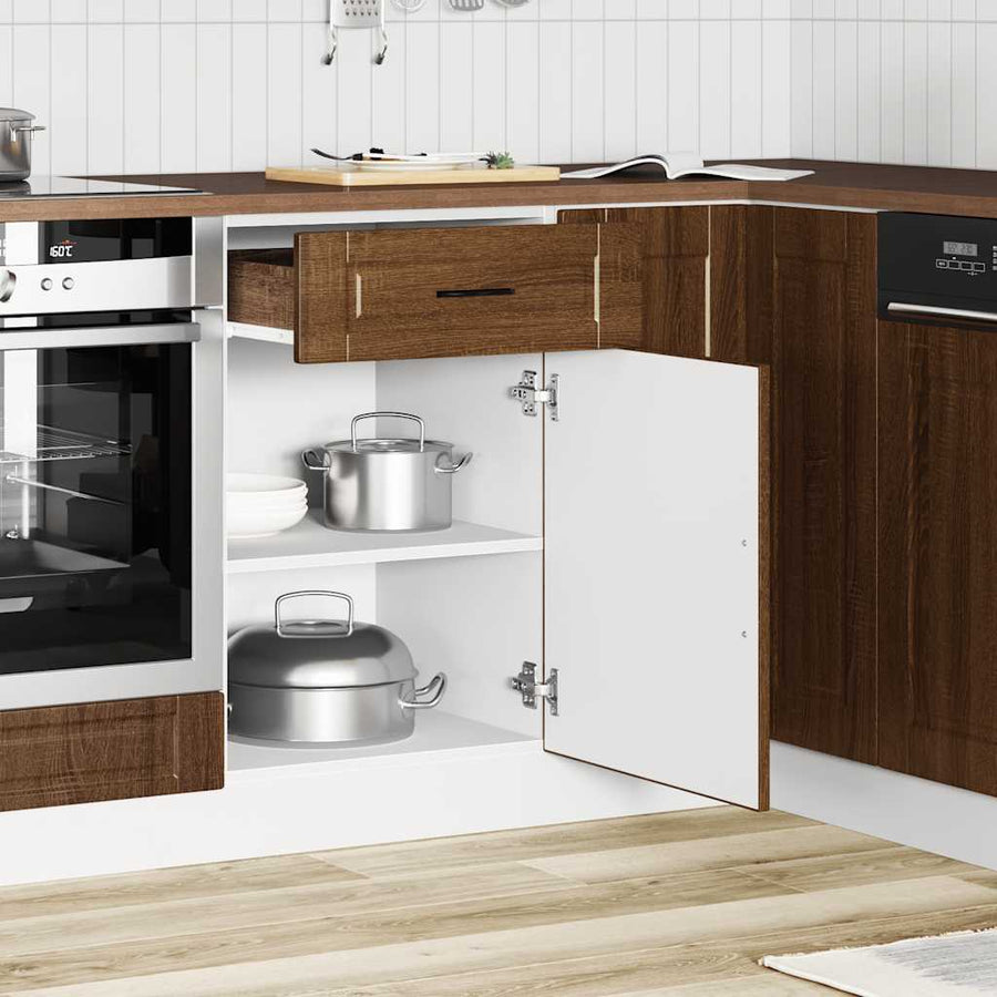 Keuken onderkast "Porto" bewerkt hout bruin eikenkleur