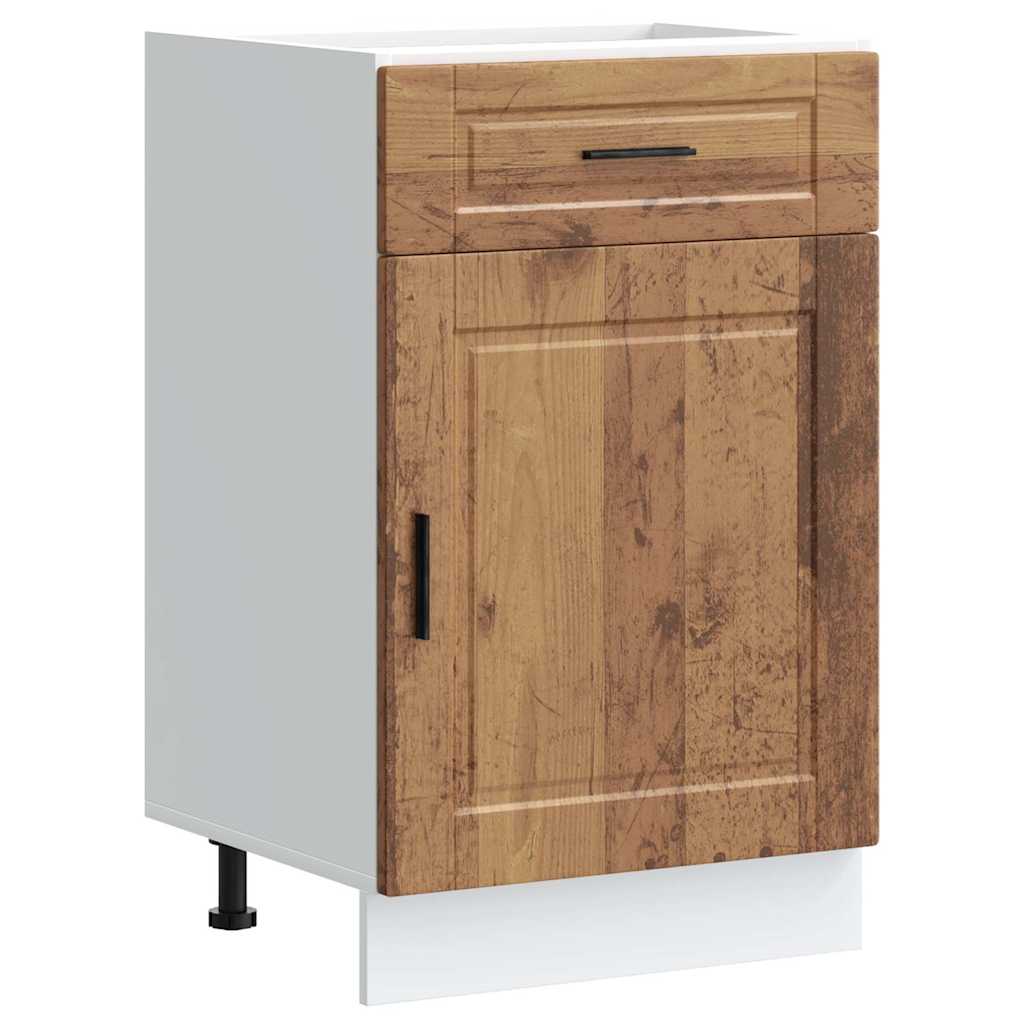 Keuken onderkast "Porto" bewerkt hout oud houtkleurig