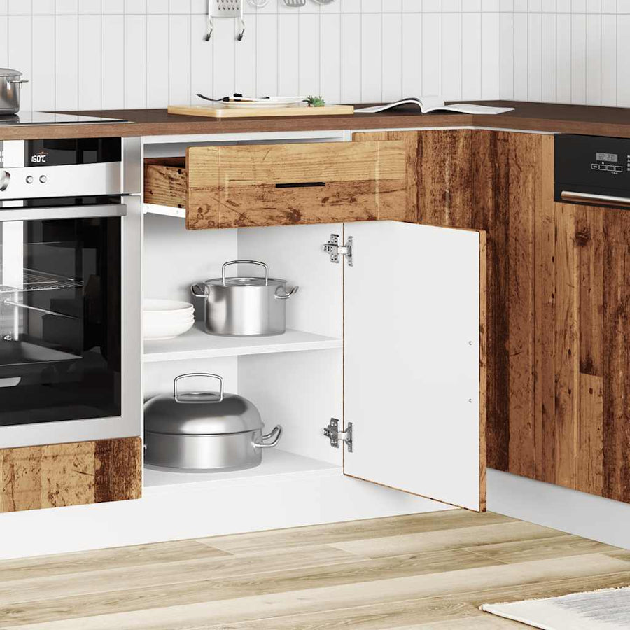 Keuken onderkast "Porto" bewerkt hout oud houtkleurig