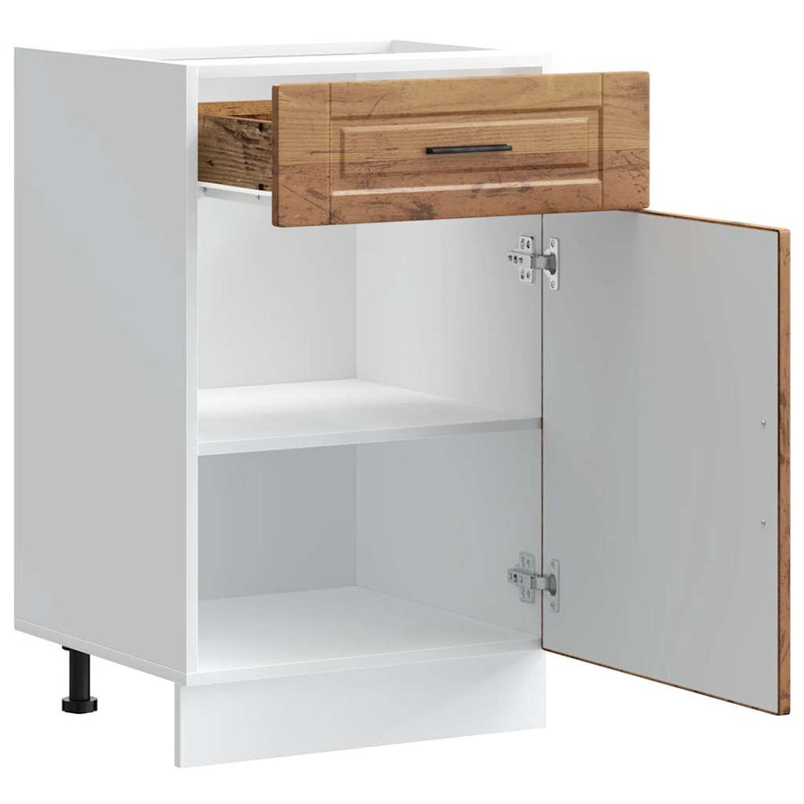 Keuken onderkast "Porto" bewerkt hout oud houtkleurig