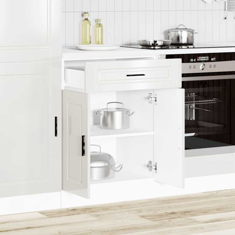 Keuken onderkast "Porto" bewerkt hout hoogglans wit