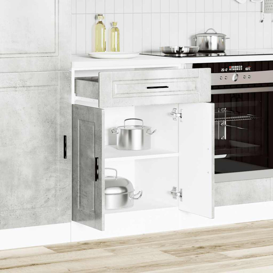 Keuken onderkast "Porto" bewerkt hout betongrijs