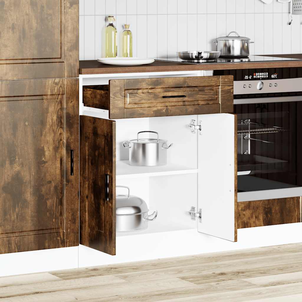 Keuken onderkast "Porto" bewerkt hout gerookt eikenkleurig