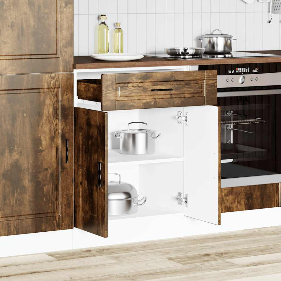 Keuken onderkast "Porto" bewerkt hout gerookt eikenkleurig